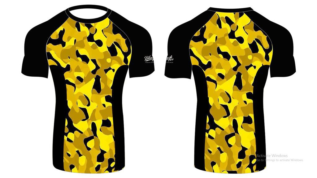 Black Ice Premium Rash Guard - Black and Yellow