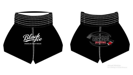 Black Ice Premium Embroidered Muay Thai Shorts - Black