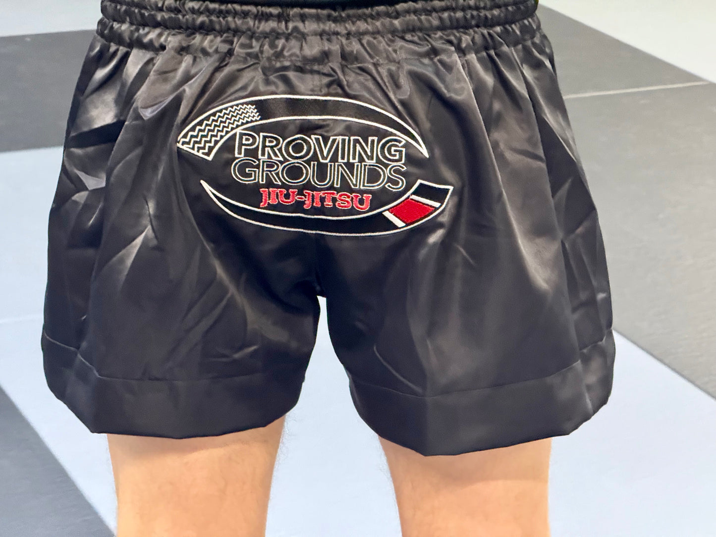Black Ice Premium Embroidered Muay Thai Shorts - Black